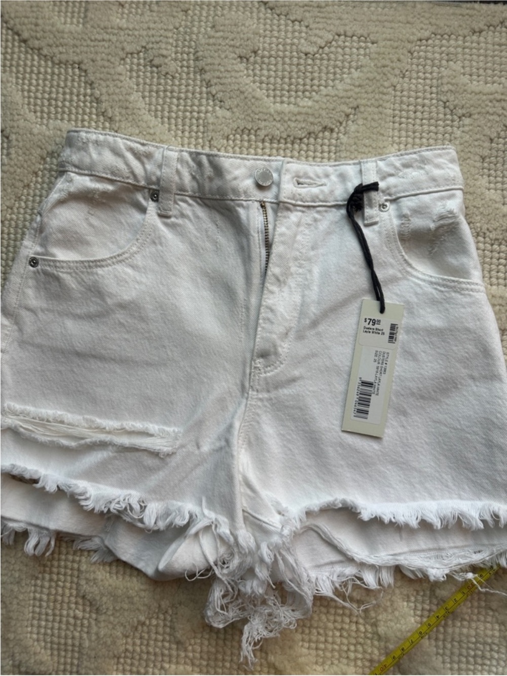 ROLLA'S White High-Rise Frayed Hem Denim Shorts
